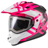 Gmax GM-11S Trapper Dual Sport Snowmobile Helmet w/ Electric Shield - Pink-White-Grey