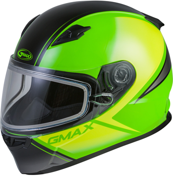 GMAX FF49S Hail Helmet w/Dual Lens Shield - Matte Neon Green-Hi Vis-Black