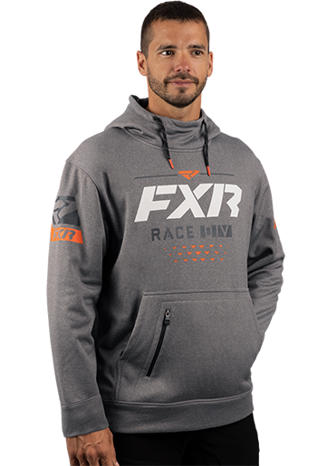 FXR Race Division Tech Pullover Hoodie - Grey Heather-Orange