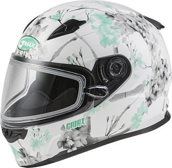 GMAX FF49S Blossom Helmet w/Dual Lens Shield - Matte White-Teal-Grey