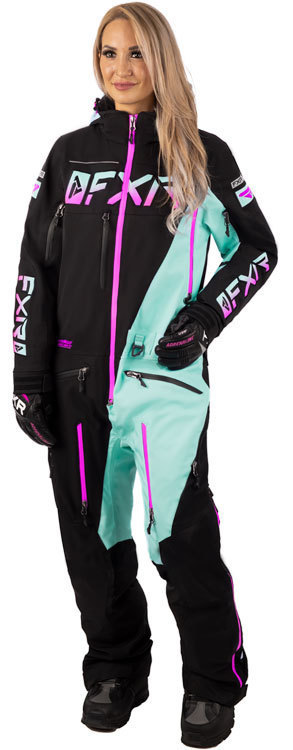 FXR Women's Ranger Instinct Lite Monosuit - Black-Seafoam-E.Pink